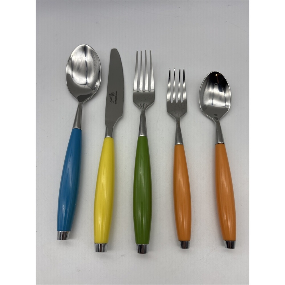 40 pcs Fiesta Mediterranean Flatware Round Handle - 8 Place Settings - NEW